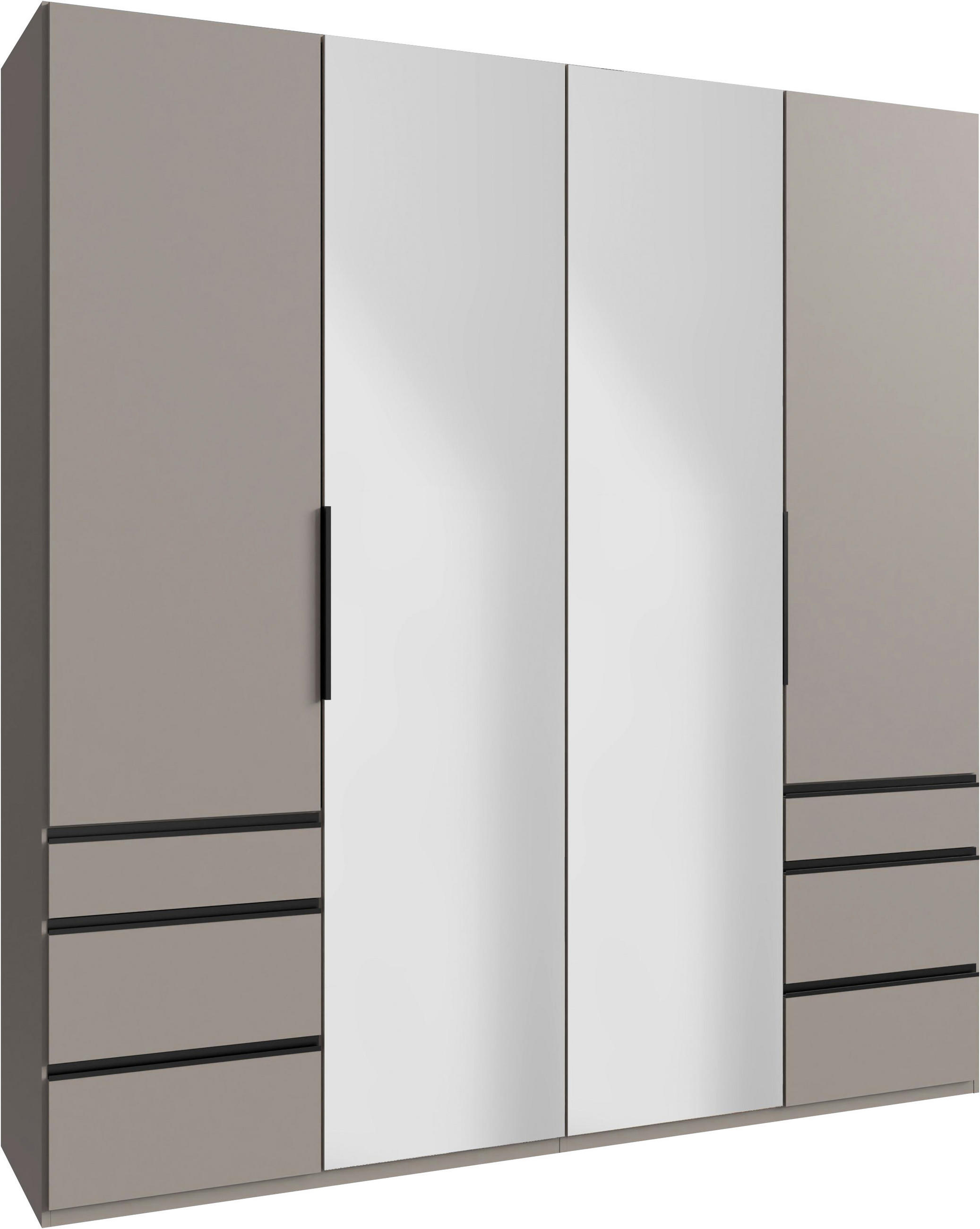 DREHTÜRENSCHRANK 200/216/58 cm,  in Sahara, 4 Tür(en)  - Schwarz/Sahara, MODERN, Glas/Holzwerkstoff (200/216/58cm) - MID.YOU