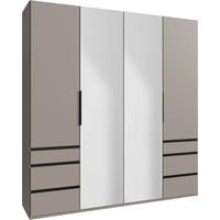 DREHTÜRENSCHRANK 200/216/58 cm,  in Sahara, 4 Tür(en)  - Schwarz/Sahara, MODERN, Glas/Holzwerkstoff (200/216/58cm) - MID.YOU