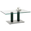 COUCHTISCH Klarglas 110/70/46-65 cm rechteckig Grün, Edelstahlfarben  - Edelstahlfarben/Grün, Design, Glas/Kunststoff (110/70/46-65cm)