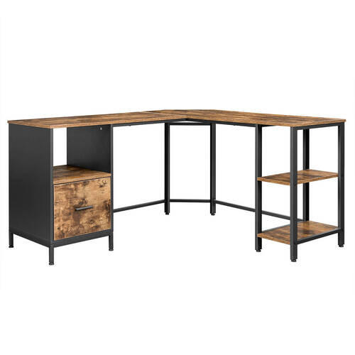 ECKSCHREIBTISCH 137/150/75 cm  in Braun, Schwarz  - Schwarz/Braun, Basics, Holzwerkstoff/Metall (137/150/75cm) - Boxxx