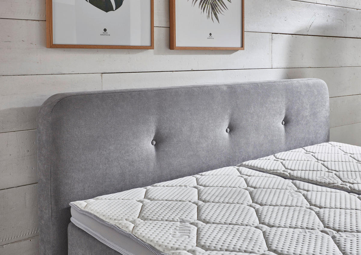 BOXSPRINGBETT 180/200 cm  in Hellgrau  - Hellgrau/Schwarz, Konventionell, Kunststoff/Textil (180/200cm) - Carryhome