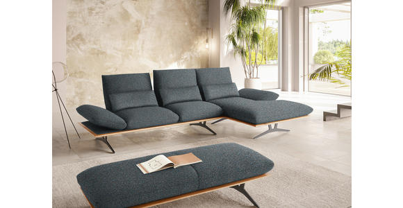 ECKSOFA in Flachgewebe Blaugrau 314/159 cm - Blaugrau/Schwarz, Design, Holz/Textil (314/159cm) - Dieter Knoll
