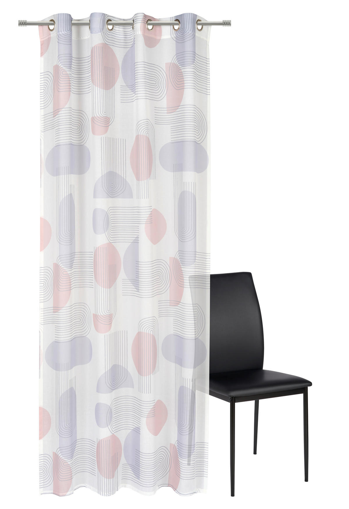 ZAVESA SA KARIKAMA siva, narandžasta - siva/narandžasta, Dizajnerski, tekstil (140/245cm) - Esposa