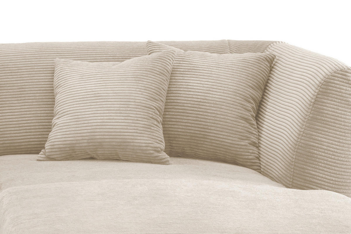 ECKSOFA in Cord Beige  - Beige/Schwarz, Modern, Holz/Textil (264/160cm) - MID.YOU