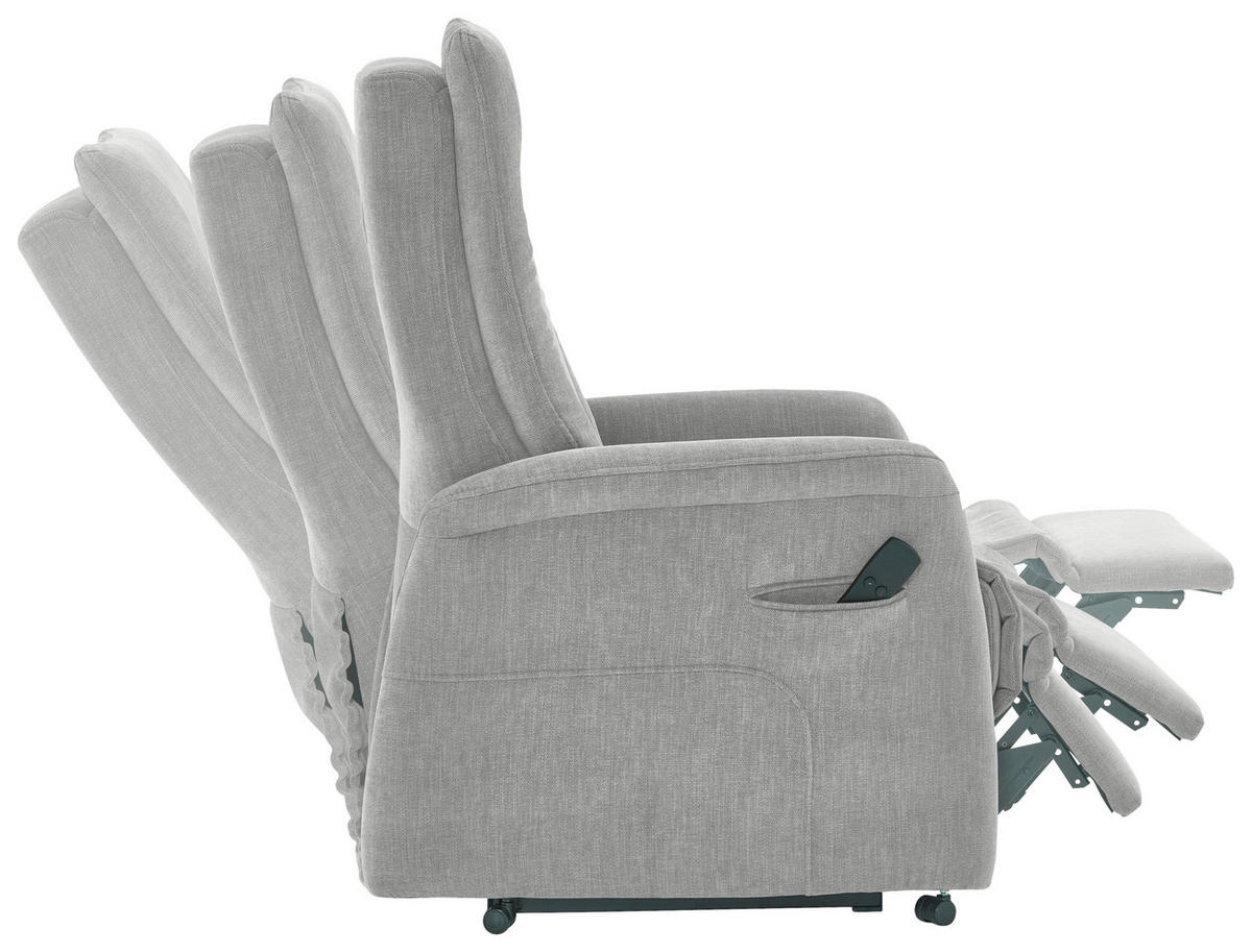 FERNSEHSESSEL  mit Relaxfunktion, Aufstehhilfe, Rücken echt Chenille Hellgrau  - Hellgrau/Grau, KONVENTIONELL, Kunststoff/Textil (78/115/90cm) - Hukla