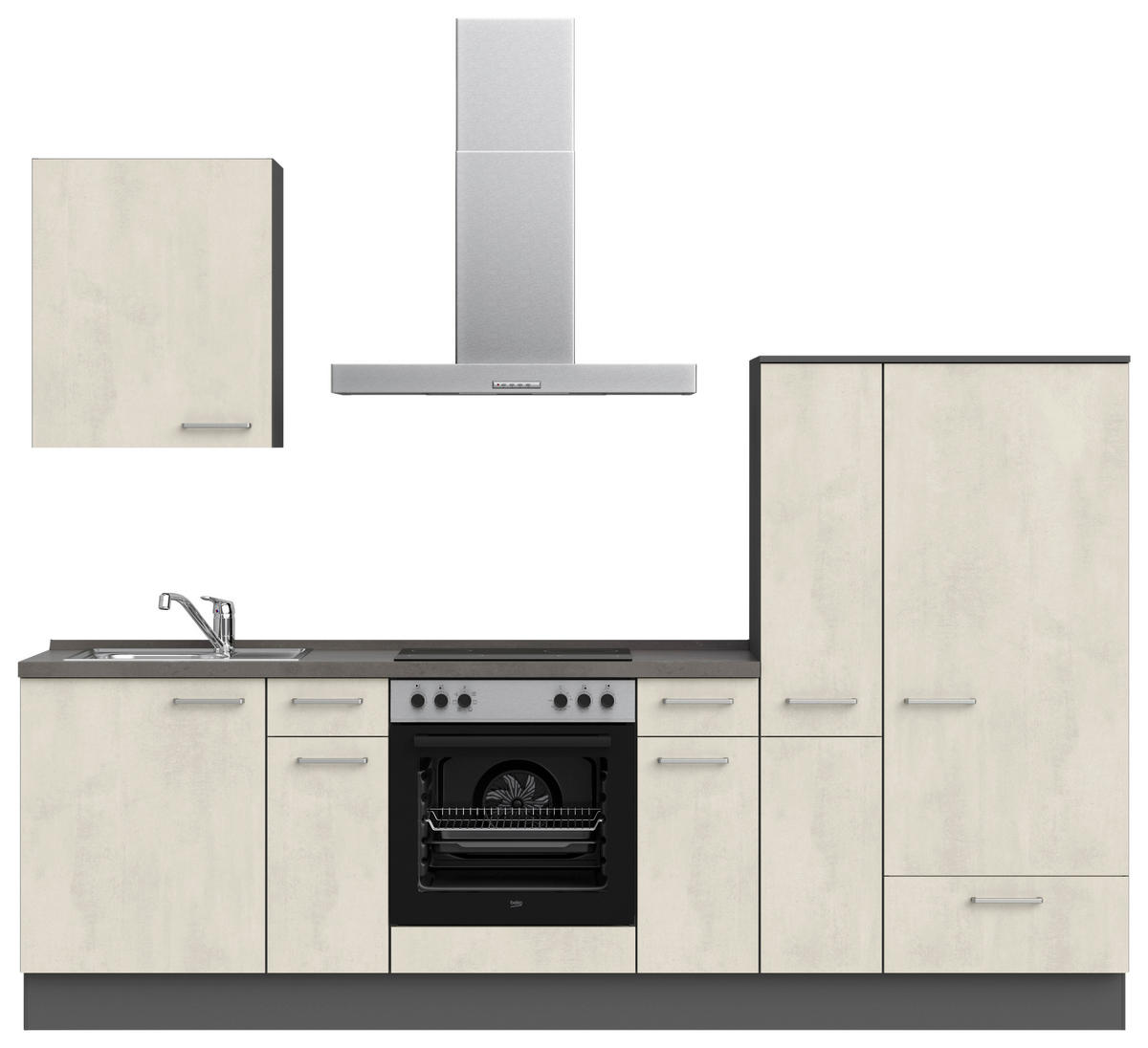 KÜCHENLEERBLOCK 270 cm   in Weiß, Schieferfarben  - Schieferfarben/Edelstahlfarben, MODERN, Holzwerkstoff/Metall (270cm) - Nobilia