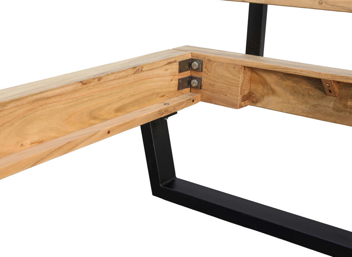 BALKENBETT 200/200 cm  in Naturfarben   - Schwarz/Naturfarben, MODERN, Holz/Metall (200/200cm) - MID.YOU