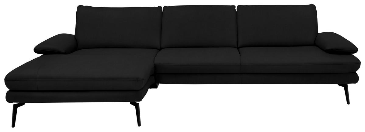 ECKSOFA Beldomo Premium in Echtleder Schwarz  180/310 cm  - Schwarz, Design, Leder/Metall (180/310cm) - Dieter Knoll