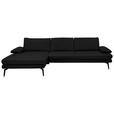 ECKSOFA Beldomo Premium in Echtleder Schwarz  180/310 cm  - Schwarz, Design, Leder/Metall (180/310cm) - Dieter Knoll