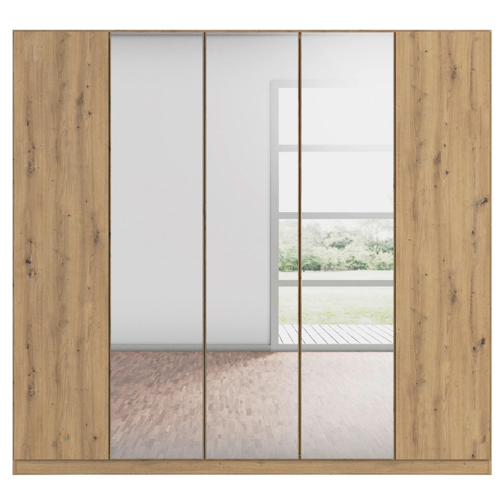Thumbnail - Rauch Möbel Falttürenschrank, Eiche Artisan, Holzwerkstoff, 3 Fächer, (innen) 6 Schubladen, 226x210x54 cm, Blauer Engel,...