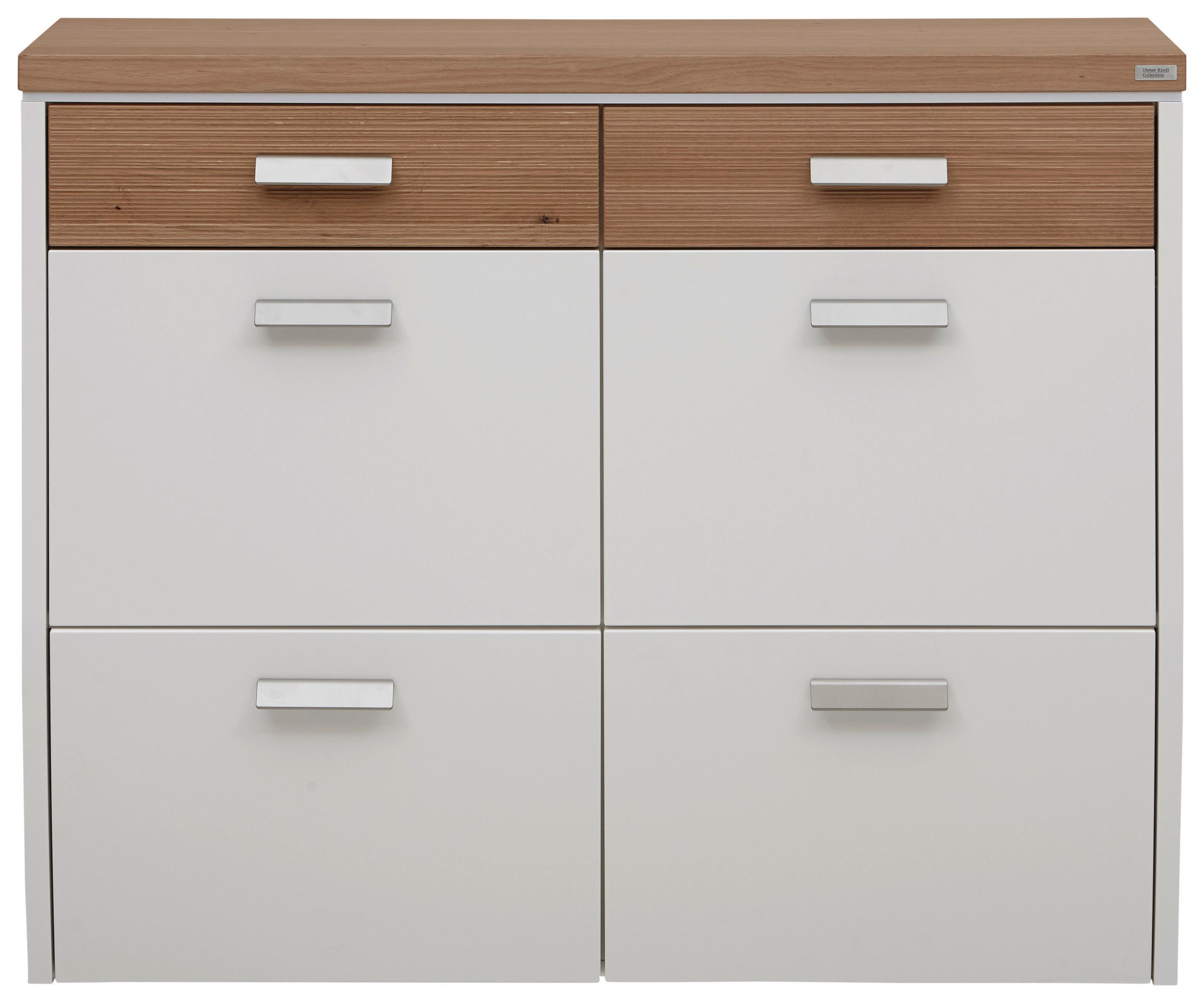 SCHUHSCHRANK Wildeiche furniert, massiv Weiß, Eichefarben - Eichefarben/Silberfarben, Design, Holz/Holzwerkstoff (121/96/31cm) - Dieter Knoll