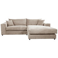 ECKSOFA  Cord, Velours Hellbraun  - Hellbraun/Schwarz, Basics, Kunststoff/Textil (265/180cm) - Livetastic