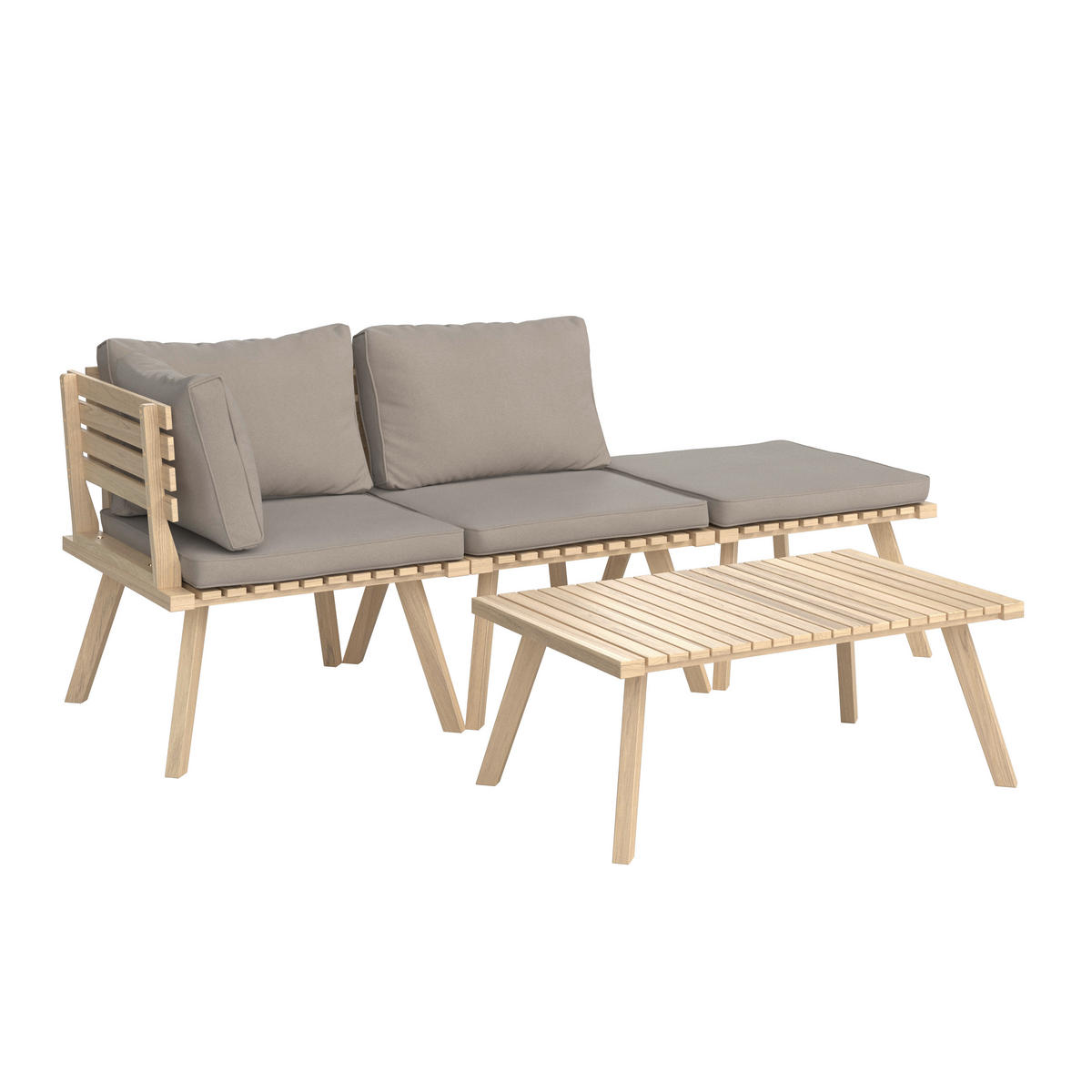 GARTENSET Webstoff Akazie massiv  - Akaziefarben/Grau, Basics, Holz/Textil (186/60cm) - Ambia Garden