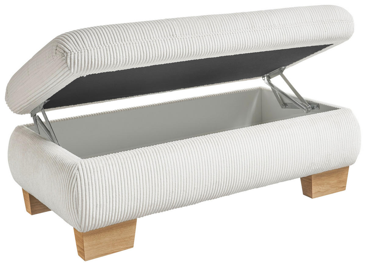 HOCKER Cord Silberfarben  - Eiche Bianco/Silberfarben, KONVENTIONELL, Holz/Textil (129/49/64cm) - SetOne by Musterring