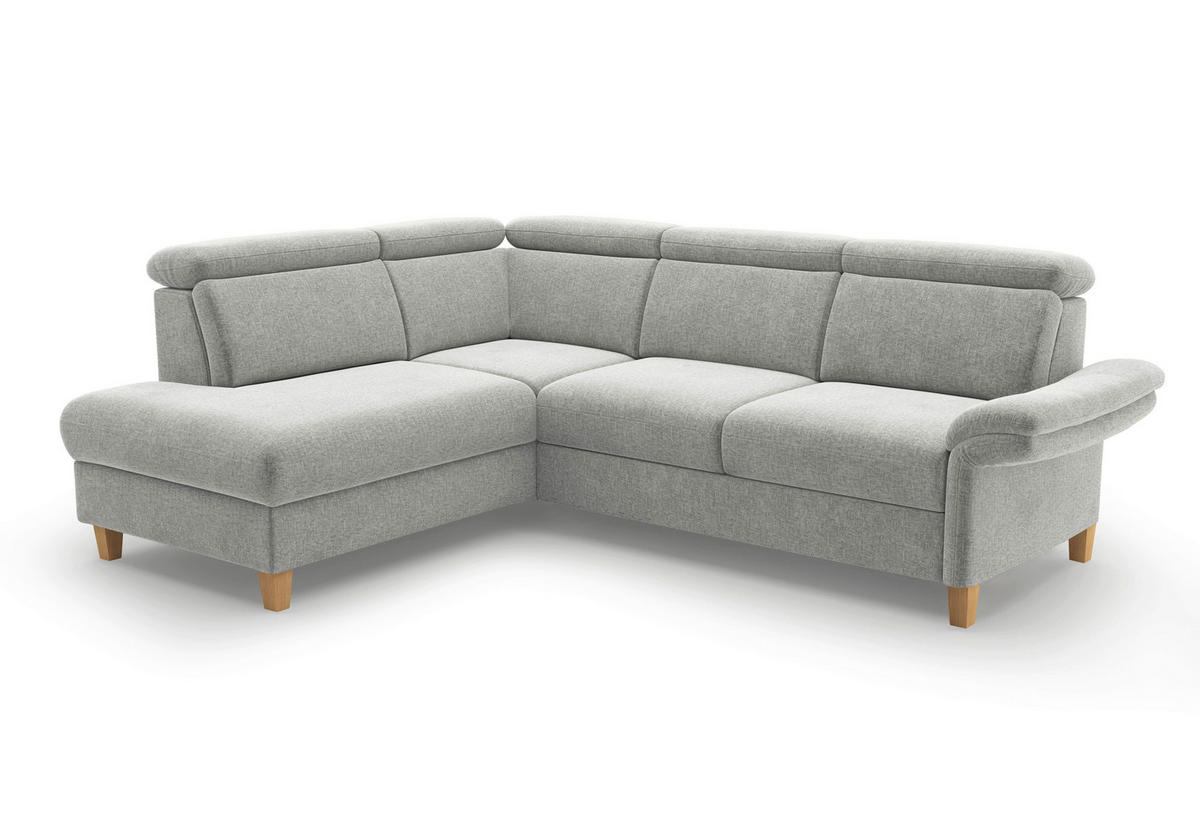 ECKSOFA GLENDALE E Hellgrau Flachgewebe  - Eichefarben/Hellgrau, KONVENTIONELL, Holz/Textil (193/247cm) - Sit & More