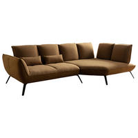 ECKSOFA Braun Flachgewebe Rücken echt, Nierenkissen  - Schwarz/Braun, Design, Textil/Metall (320/169cm) - Moderano