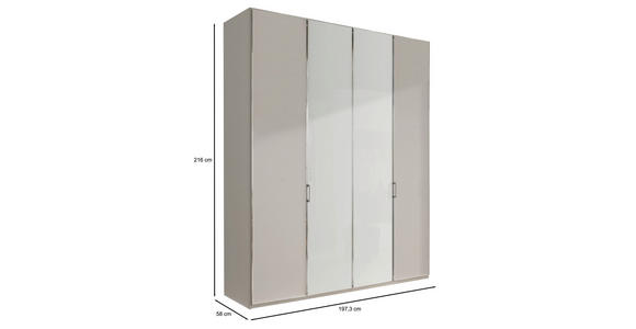 DREHTÜRENSCHRANK 200/216/58 cm 4-türig Grau, Weiß - Chromfarben/Weiß, Design, Glas/Holzwerkstoff (200/216/58cm) - Novel