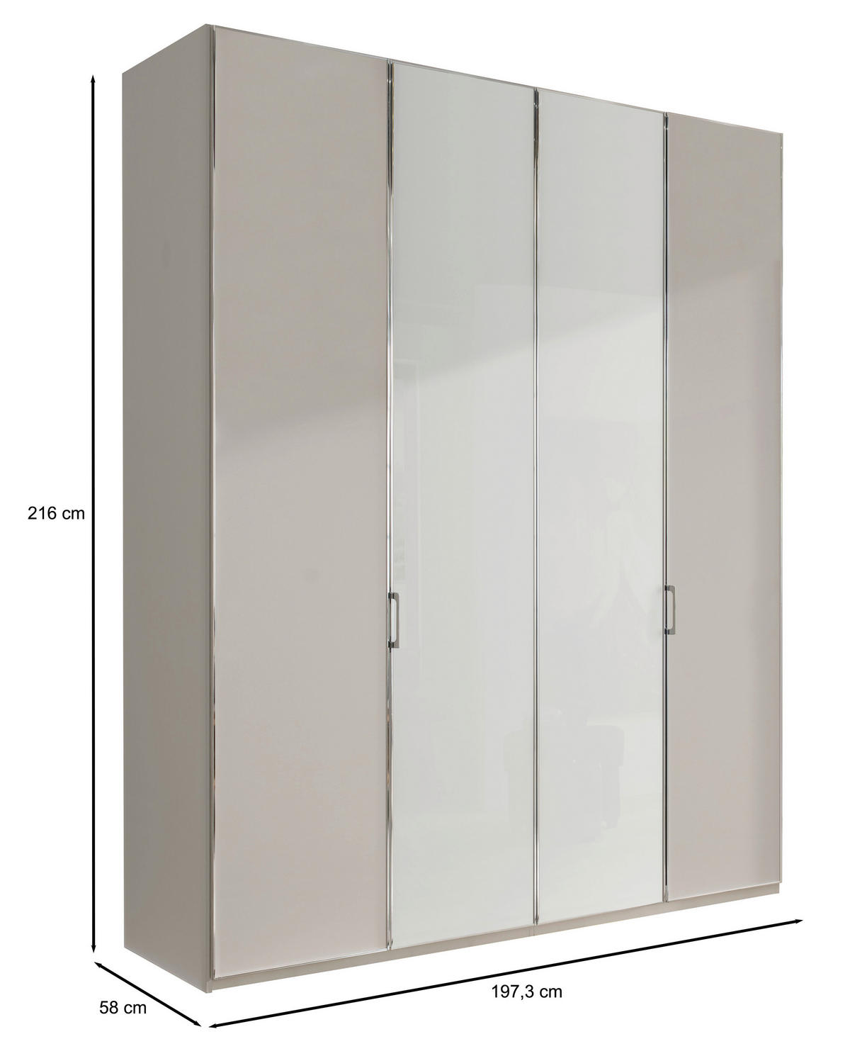 DREHTÜRENSCHRANK in Grau, Weiss  - Chromfarben/Weiss, Modern, Glas/Holzwerkstoff (200/216/58cm) - Novel