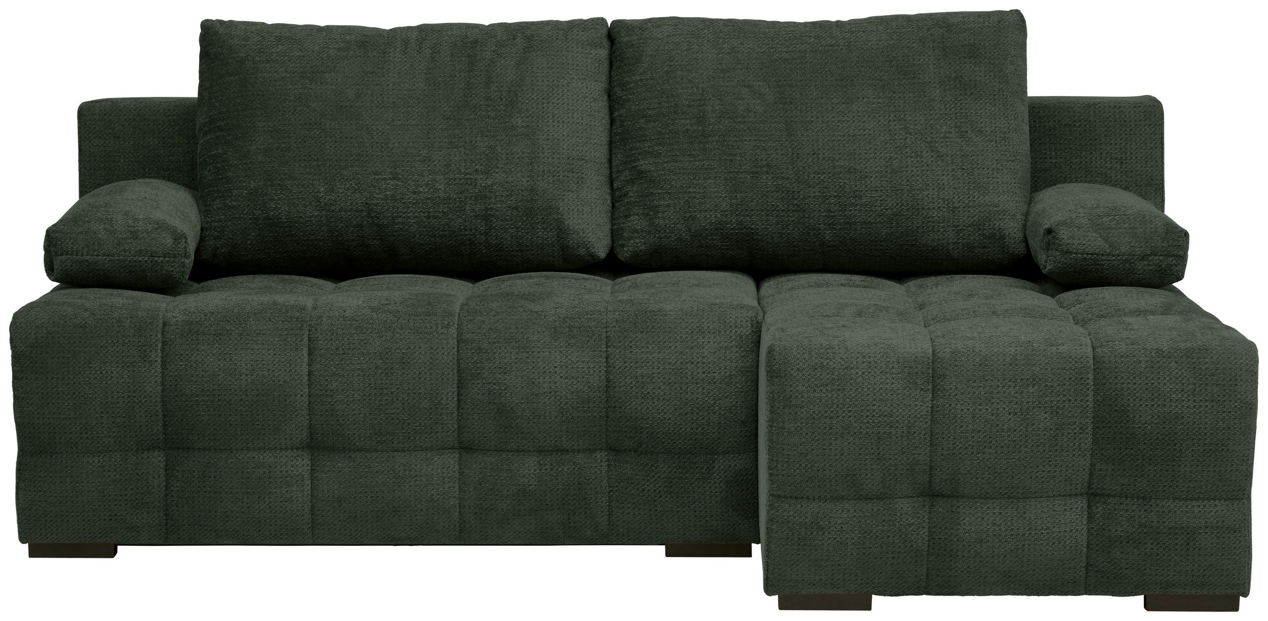 ECKSOFA in Chenille Dunkelgrün  - Dunkelgrün/Schwarz, MODERN, Kunststoff/Textil (204/145cm) - home24