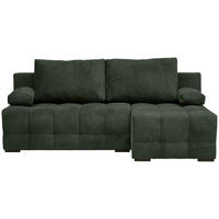 ECKSOFA in Chenille Dunkelgrün  - Dunkelgrün/Schwarz, MODERN, Kunststoff/Textil (204/145cm) - home24