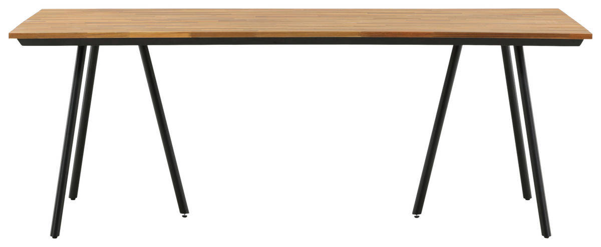GARTENTISCH 200/100/74 cm Holz, Metall rechteckig  - Schwarz/Teakfarben, KONVENTIONELL, Holz/Metall (200/100/74cm) - Gardenson