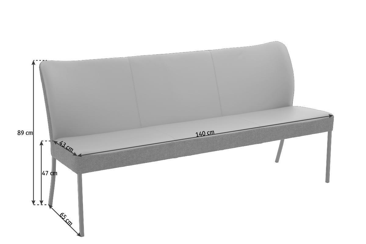 SITZBANK 140/89/65 cm Webstoff Kombination Echtleder/Stoff Anthrazit, Orange Metall  - Anthrazit/Orange, Design, Leder/Textil (140/89/65cm) - Bert Plantagie