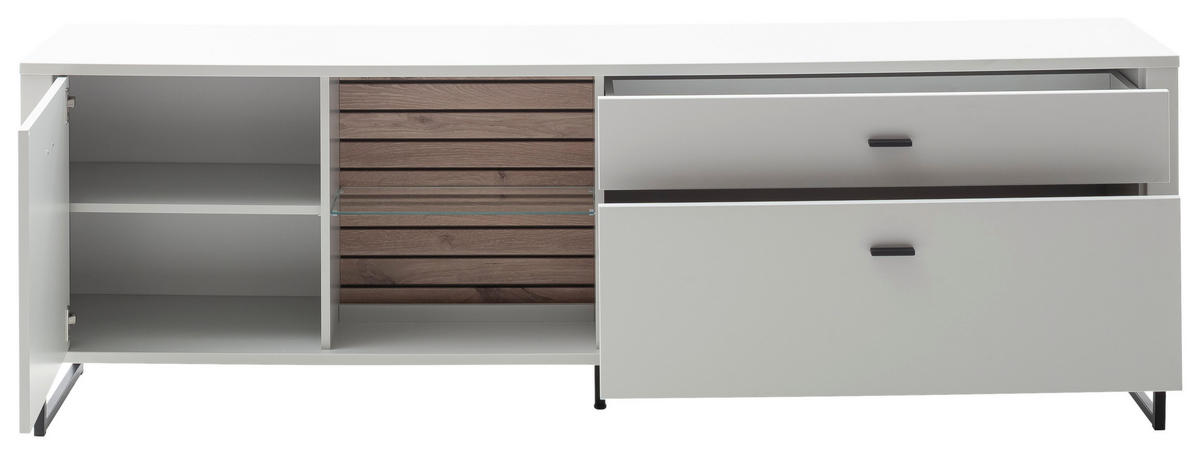 LOWBOARD  in 210/69/44 cm  - Eichefarben/Anthrazit, Design, Glas/Holzwerkstoff (210/69/44cm) - Stylife