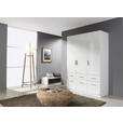 DREHTÜRENSCHRANK 136/197/54 cm 3-türig  - Weiß Hochglanz/Alufarben, KONVENTIONELL, Holzwerkstoff/Kunststoff (136/197/54cm) - Carryhome