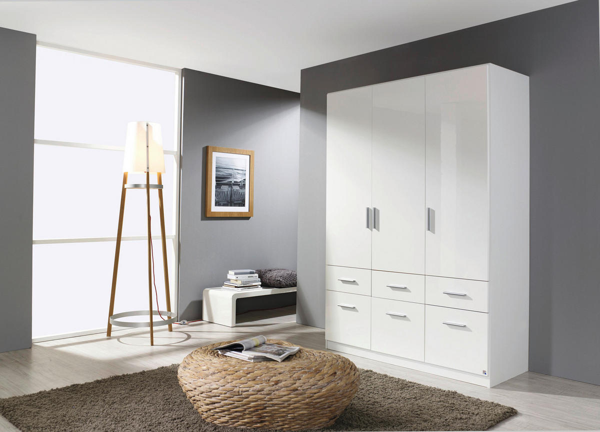 DREHTÜRENSCHRANK in Weiss, Weiss Hochglanz  - Weiss Hochglanz/Weiss, Konventionell, Holzwerkstoff/Kunststoff (136/197/54cm) - Carryhome