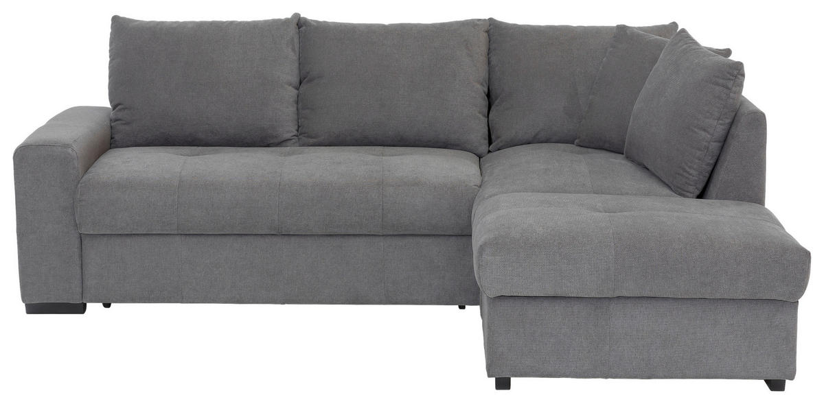 ECKSCHLAFSOFA in Mikrofaser Grau  - Schwarz/Grau, Modern, Kunststoff/Textil (241/173cm) - MID.YOU