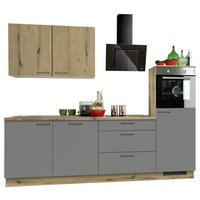 KÜCHENBLOCK 270 cm   in Anthrazit, Eichefarben  - Eichefarben/Anthrazit, KONVENTIONELL, Holzwerkstoff/Metall (270cm) - Welnova