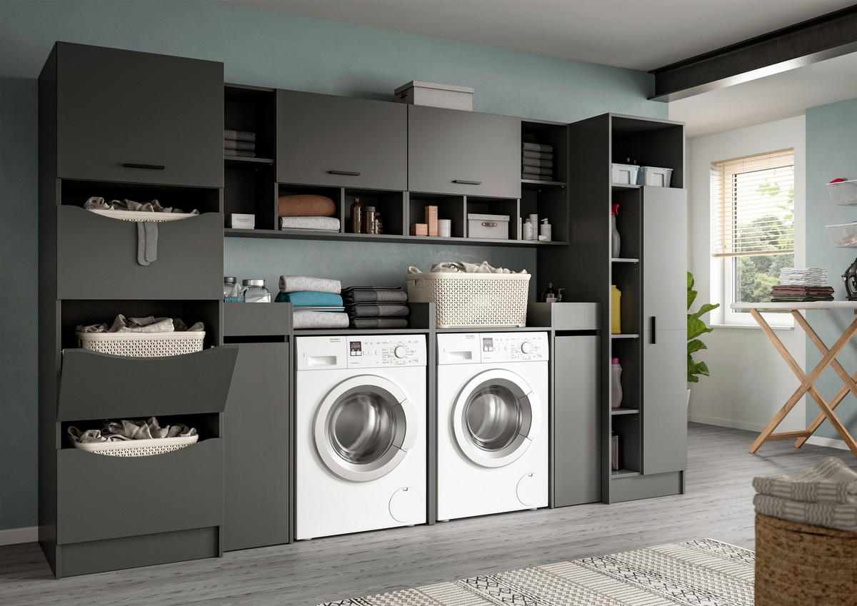 HAUSWIRTSCHAFTSRAUM 300/195/68 cm  in Anthrazit  - Anthrazit, Basics, Holzwerkstoff (300/195/68cm) - MID.YOU