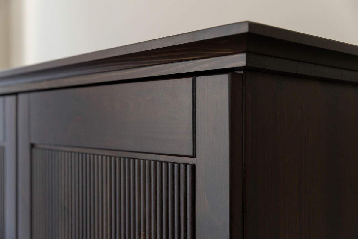 KLEIDERSCHRANK 129/147/63 cm,  in Dunkelbraun, 2 Tür(en)-türig  - Dunkelbraun/Silberfarben, KONVENTIONELL, Holz/Metall (129/147/63cm) - Linea Natura