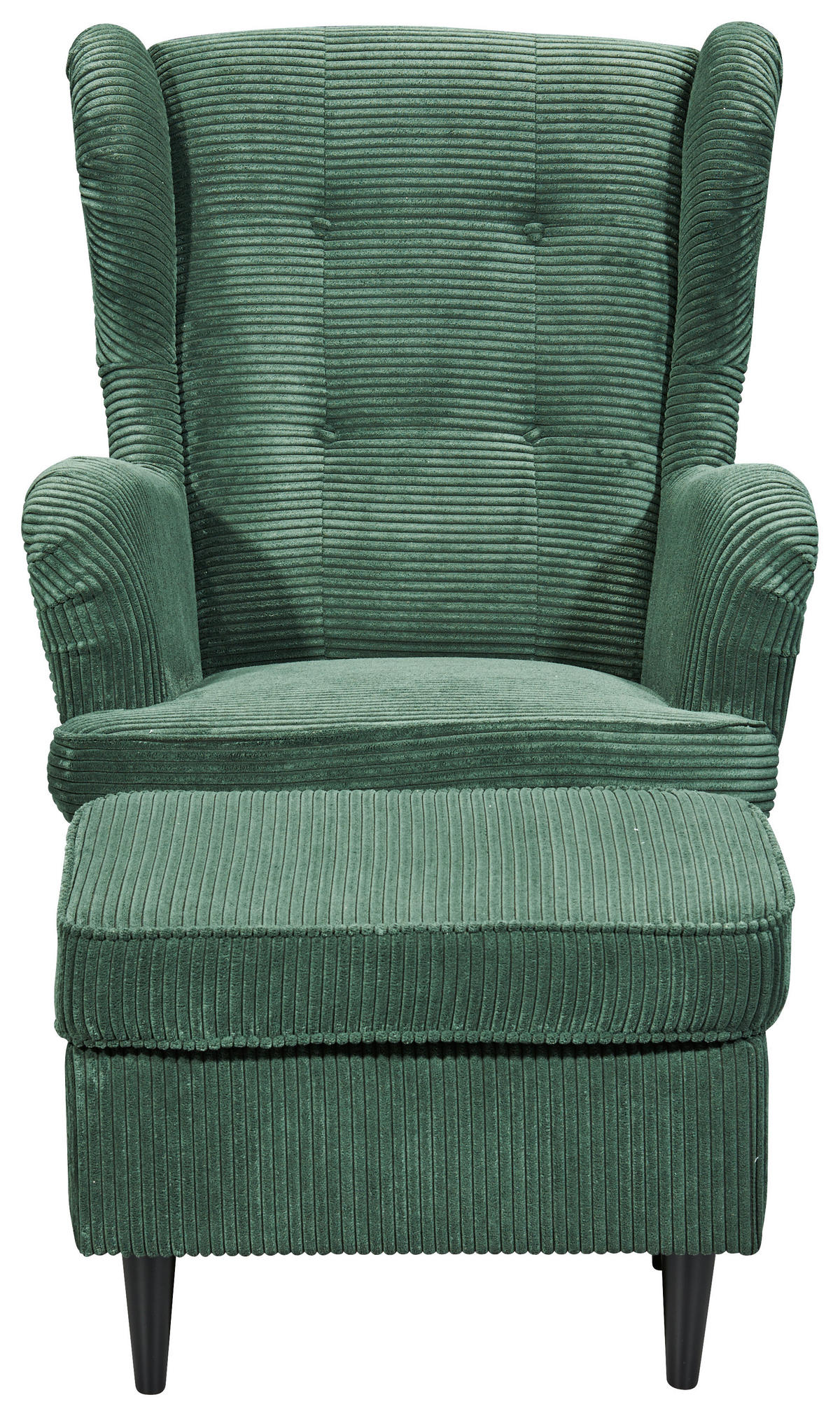 OHRENSESSEL Cord Dunkelgrün  - Dunkelgrün/Schwarz, Basics, Holz/Textil (78/102/98cm) - Carryhome