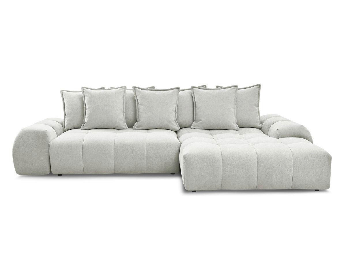 ECKSCHLAFSOFA EVEREST  mit Rücken echt, Armteil links, Armteil rechts Struktur Hellgrau  - Hellgrau/Schwarz, MODERN, Kunststoff/Textil (318/180cm) - Livetastic