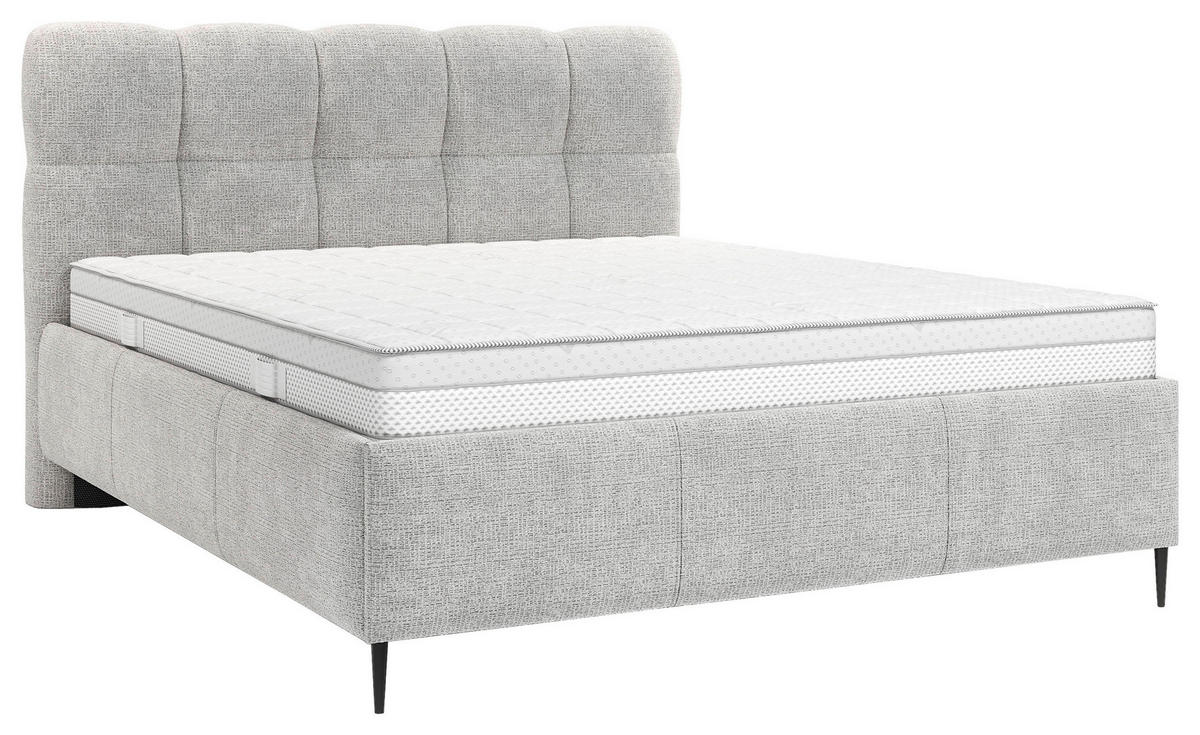 POLSTERBETT 160/200 cm, inkl. gepolstertes Kopfteil, Lattenrost,  in Silberfarben  - Silberfarben/Schwarz, Design, Holz/Textil (160/200cm) - Boxxx