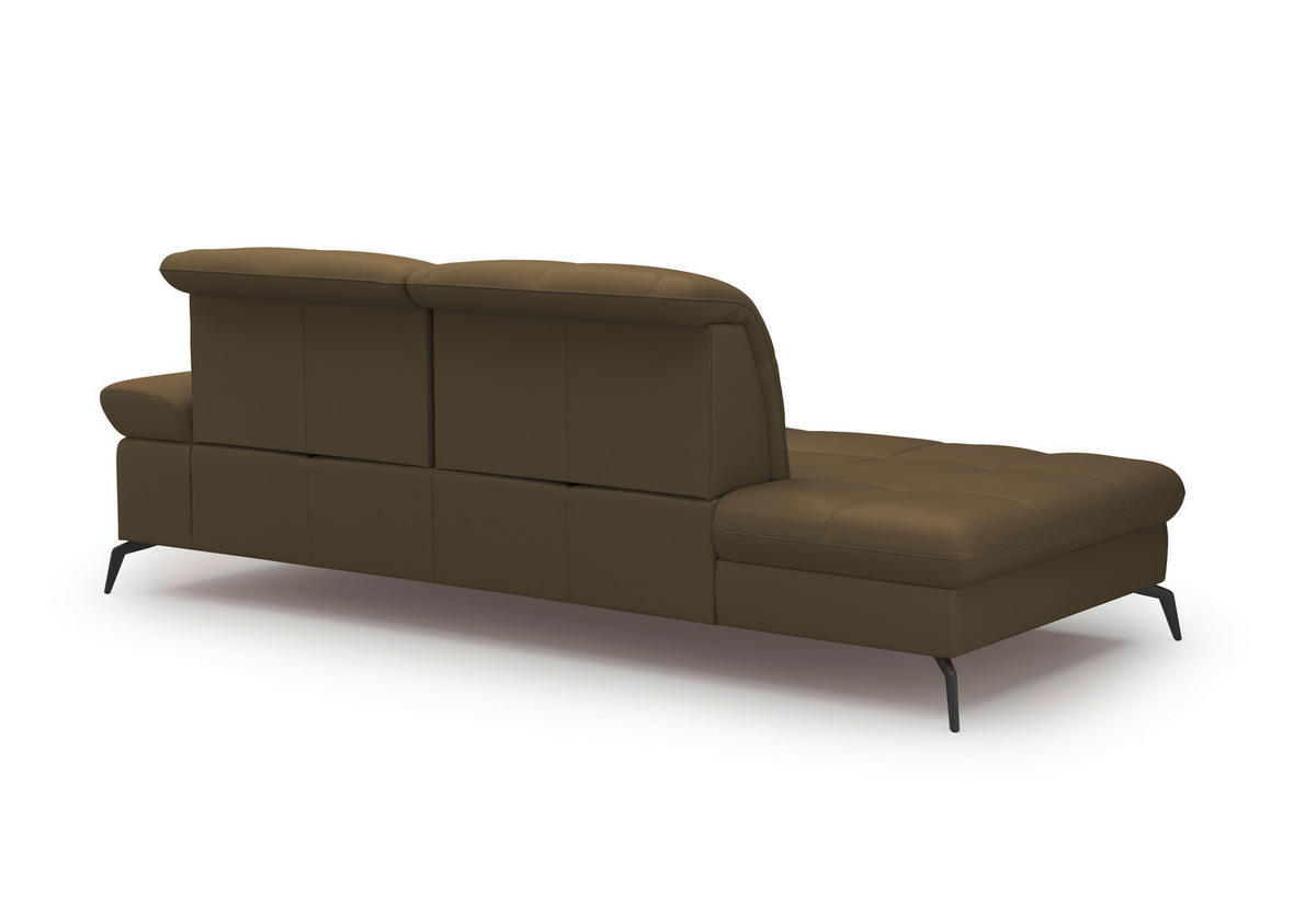RÉCAMIERE Olivgrün Echtleder  - Schwarz/Olivgrün, KONVENTIONELL, Leder/Metall (231/90/122cm) - Sit & More