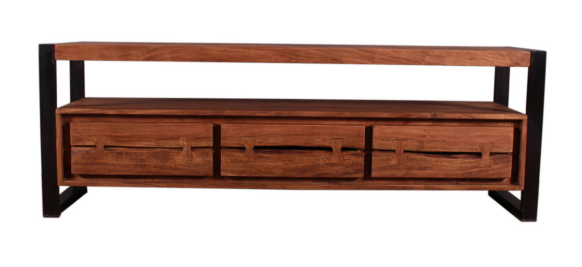 LOWBOARD  160/55/40 cm 3 Schublade(n)  - Schwarz/Naturfarben, Design, Holz/Metall (160/55/40cm) - MID.YOU