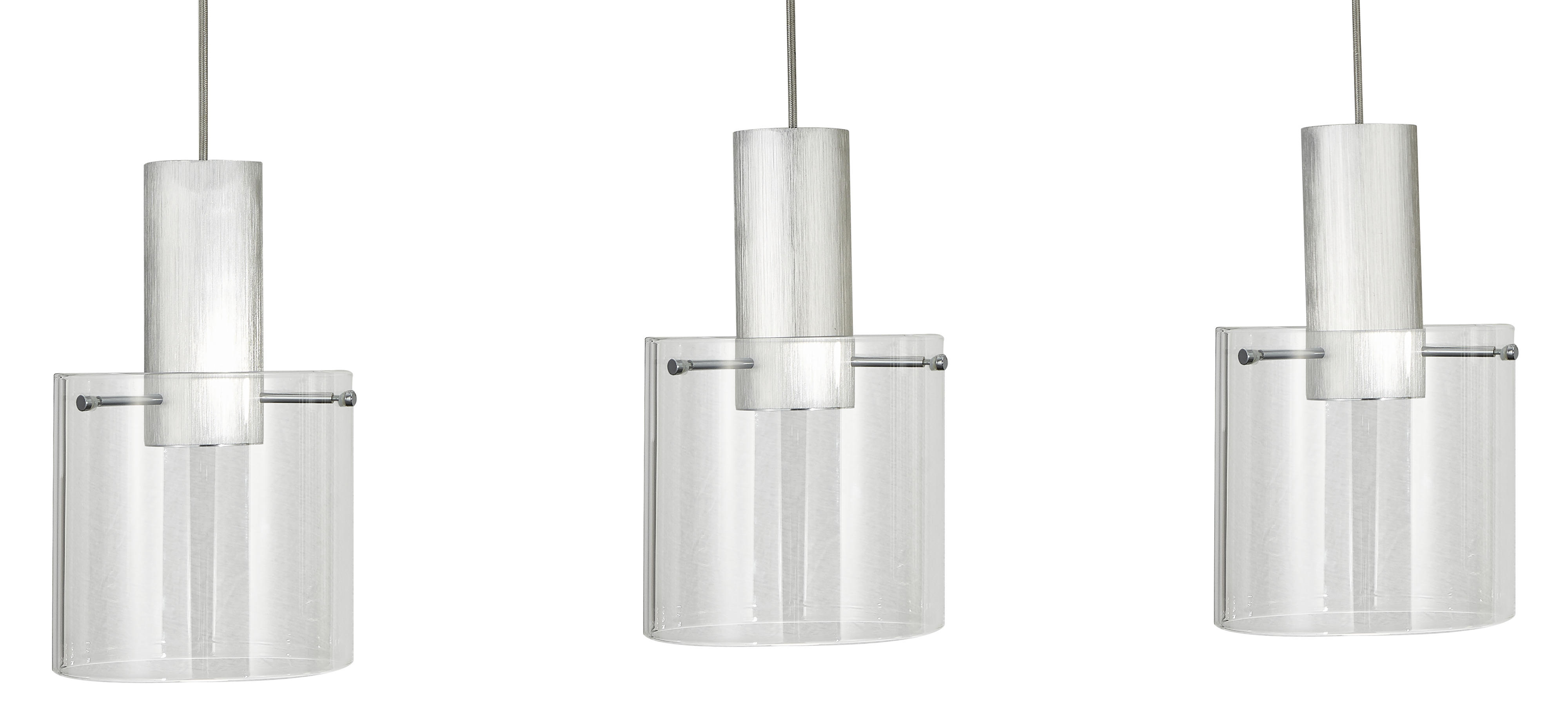 LED ZÁVESNÁ LAMPA, 90/20/120 cm - číre/farby hliníka, Design, kov/sklo (90/20/120cm) - Dieter Knoll