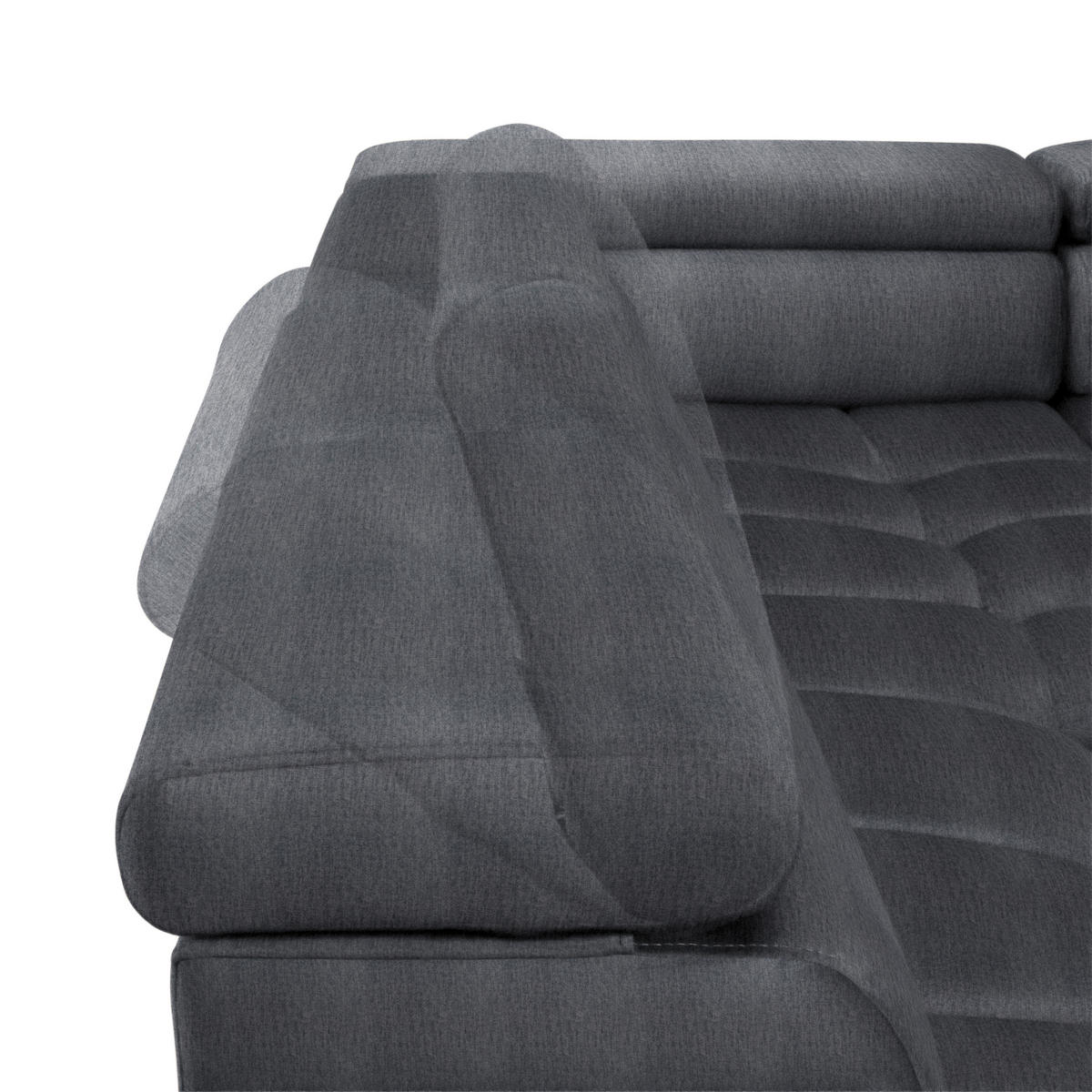 WOHNLANDSCHAFT in Samt, Webstoff Grau  - Schwarz/Grau, Design, Textil/Metall (216/385/177cm) - Welnova