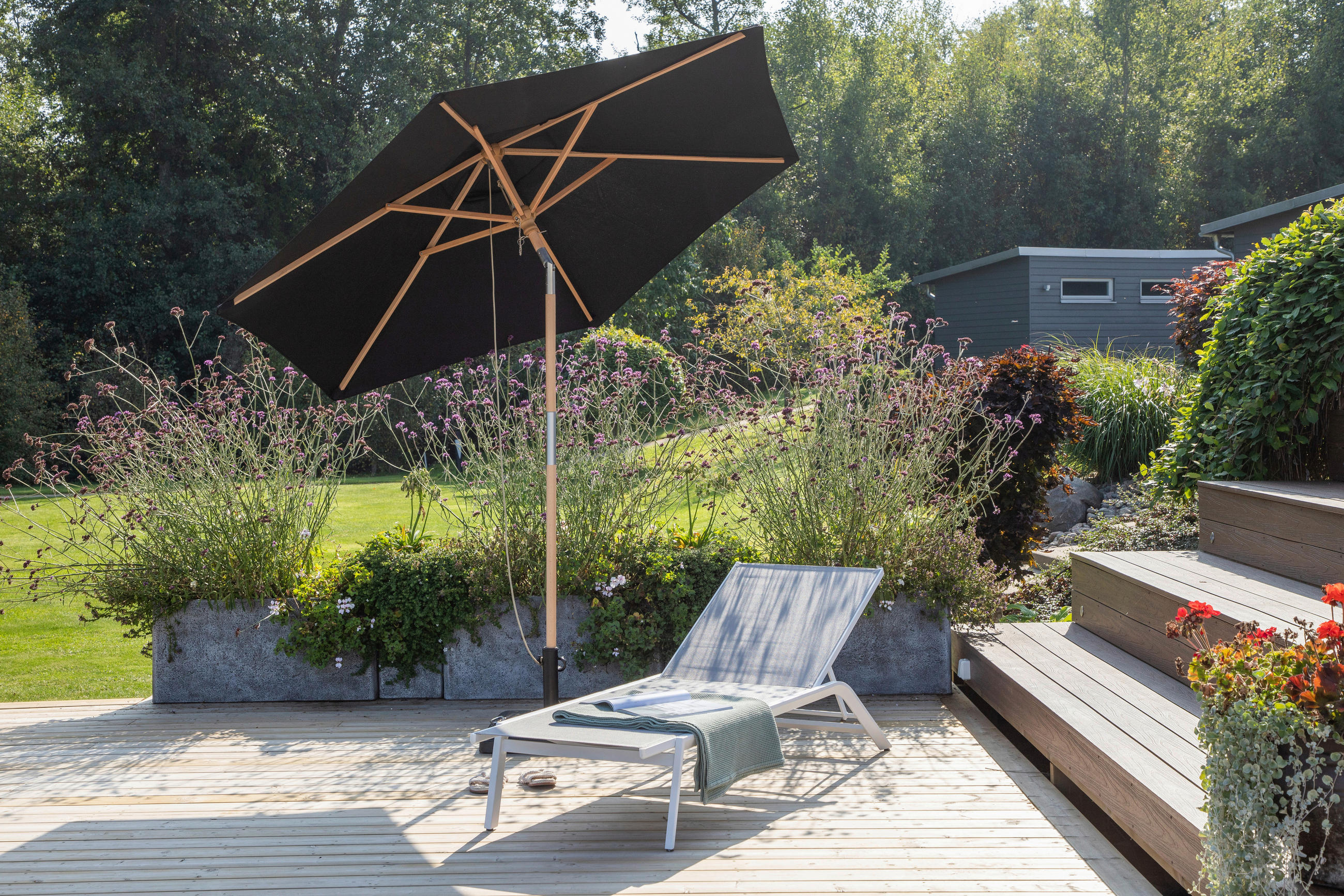 SONNENSCHIRM 250 cm  - Schwarz, KONVENTIONELL (250/232cm) - Gardenson