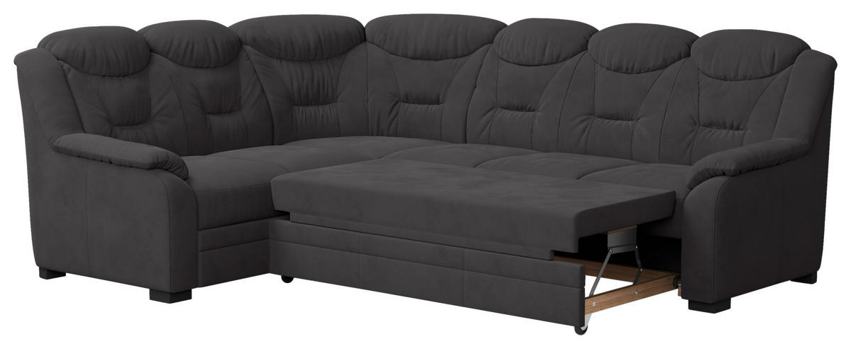 ECKSOFA Anthrazit Mikrofaser  - Anthrazit/Schwarz, Basics, Kunststoff/Textil (211/263cm) - MID.YOU