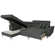 ECKSOFA inkl. Funktionen Grau Webstoff  - Silberfarben/Grau, Design, Textil/Metall (226/257cm) - Xora