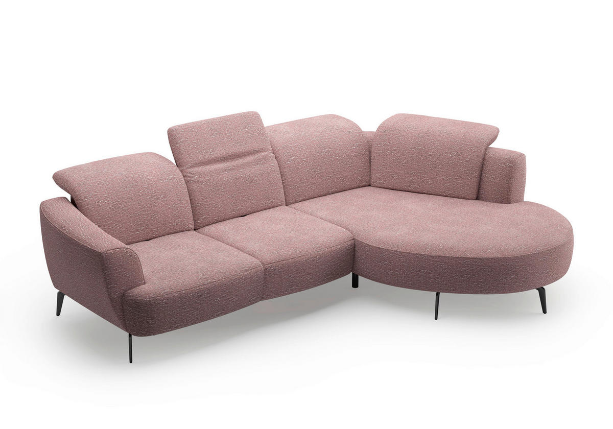 ECKSOFA ZOE E Aubergine Chenille  - Aubergine/Schwarz, KONVENTIONELL, Textil/Metall (309/199cm) - Sit & More