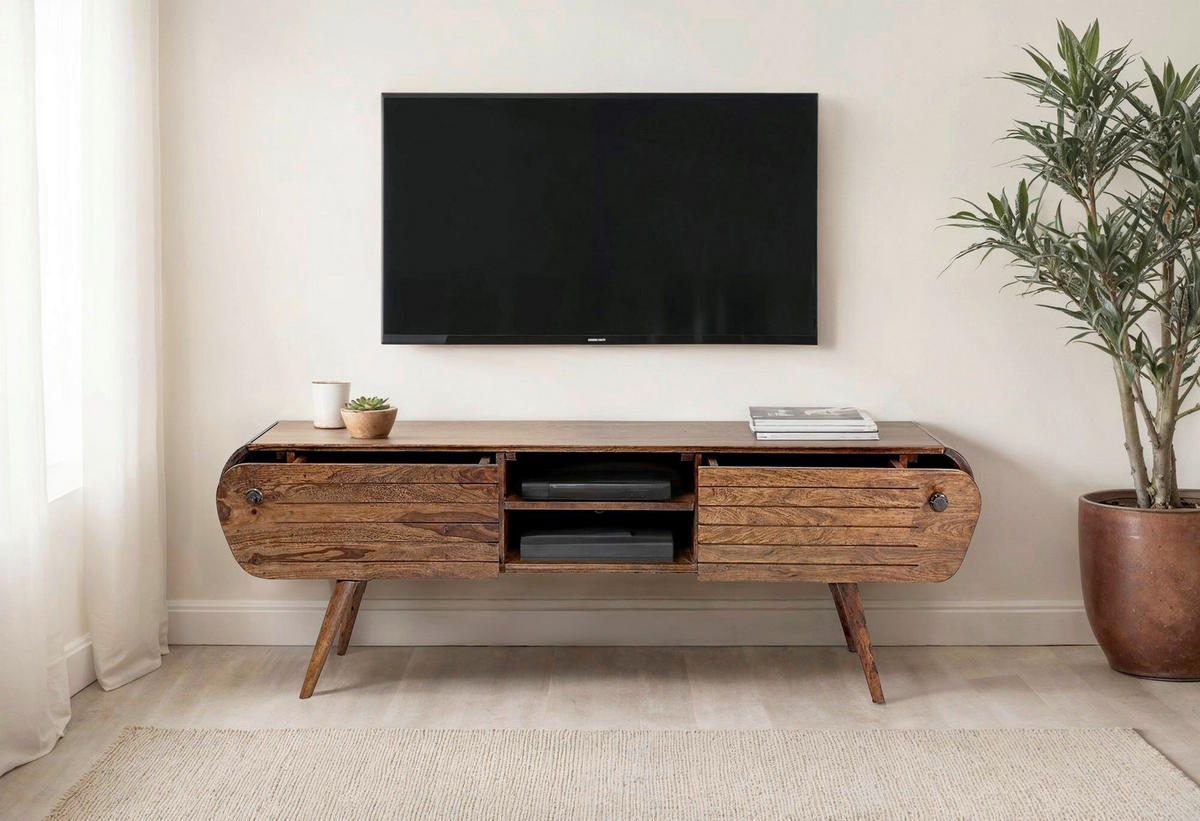 LOWBOARD  in 160/50/45 cm  - Sheeshamfarben, Natur, Holz (160/50/45cm) - Livetastic