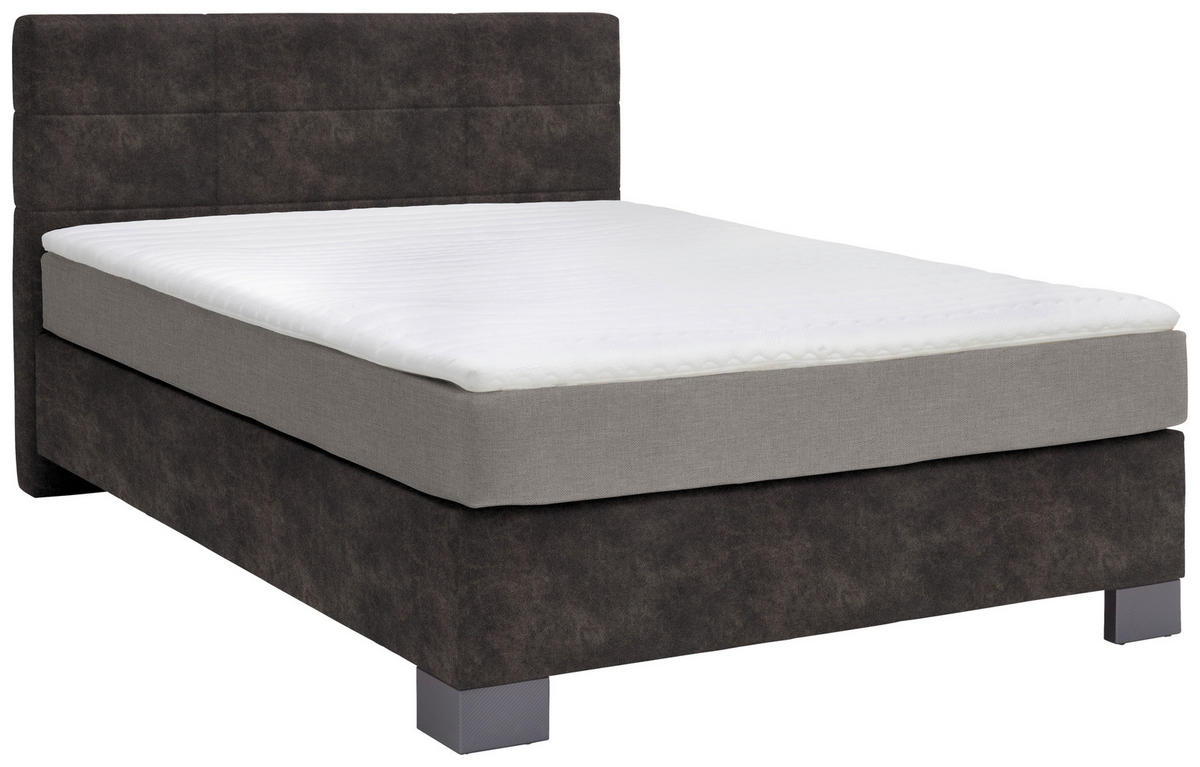BOXSPRINGBETT 140/200 cm  in Graubraun  - Graubraun/Graphitfarben, Design, Holz/Textil (140/200cm) - Hom`in