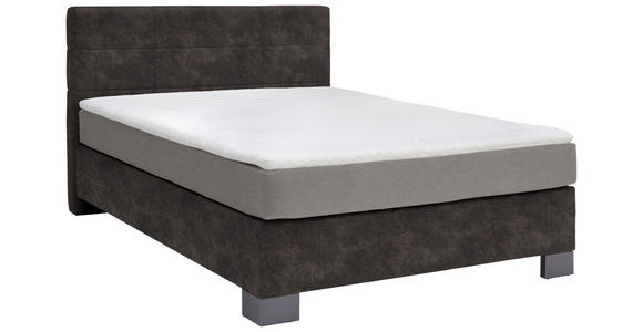 BOXSPRINGBETT 120/200 cm  in Graubraun  - Graubraun/Graphitfarben, Design, Holz/Textil (120/200cm) - Hom`in