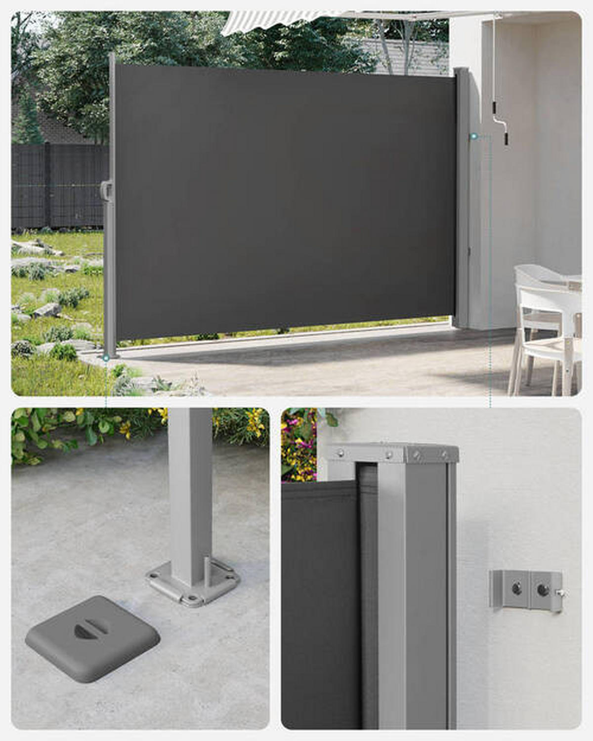 MARKISE - Dunkelgrau/Grau, Basics, Textil/Metall (300/180cm) - Modante