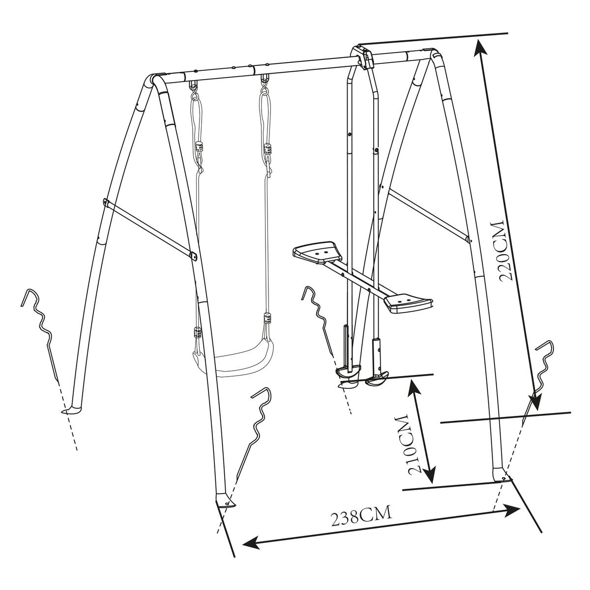 GUNGA - antracit/cremefärgad, Klassisk, metall/plast (210/220/238cm)