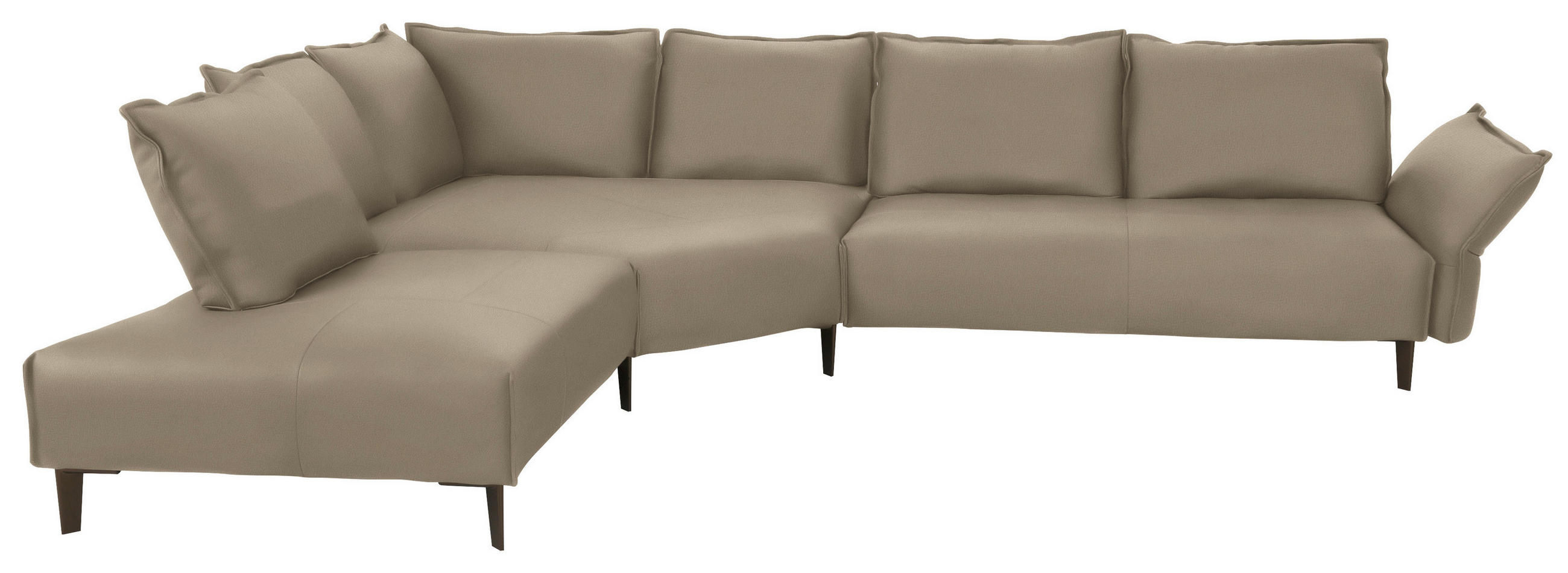 ECKSOFA in Echtleder Graubraun  - Graubraun/Schwarz, Design, Leder/Metall (272/340cm) - W.Schillig